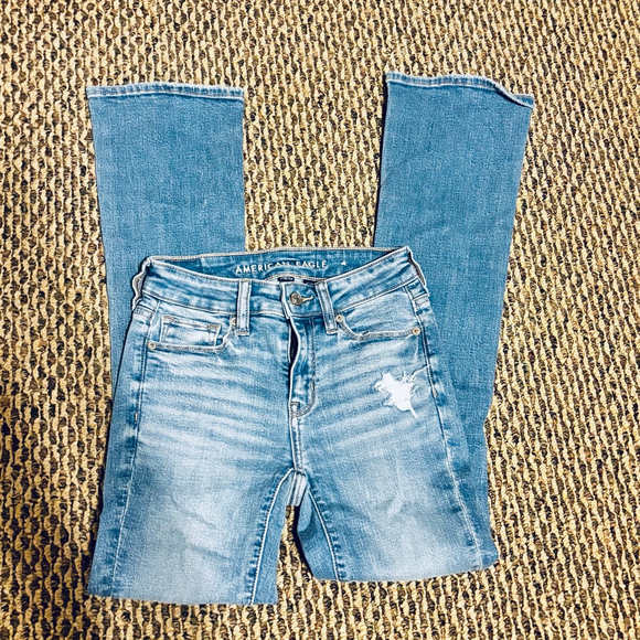 American Eagle Stretch High Waisted Skinny Kick Bootcut Jean Denim - Picture 7 of 15